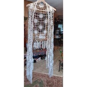 Y2K Charlotte Russe size L hippie boho macrame knit poncho cover extra long
